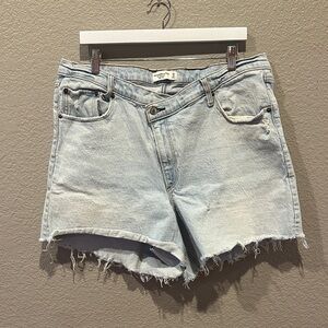 Abercrombie & Fitch Light Blue Distressed Dad Denim Shorts